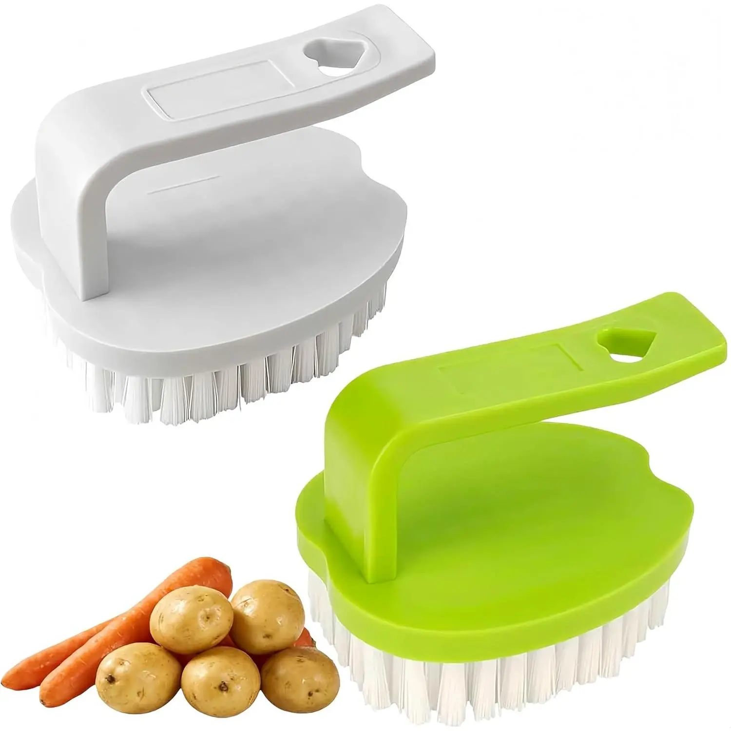 2-Pack Veggie Scrubber Brushes with Stiff Bristles, Food Fruits Cleaner Brush for Potatoes, Carrots & More, Two-Pack