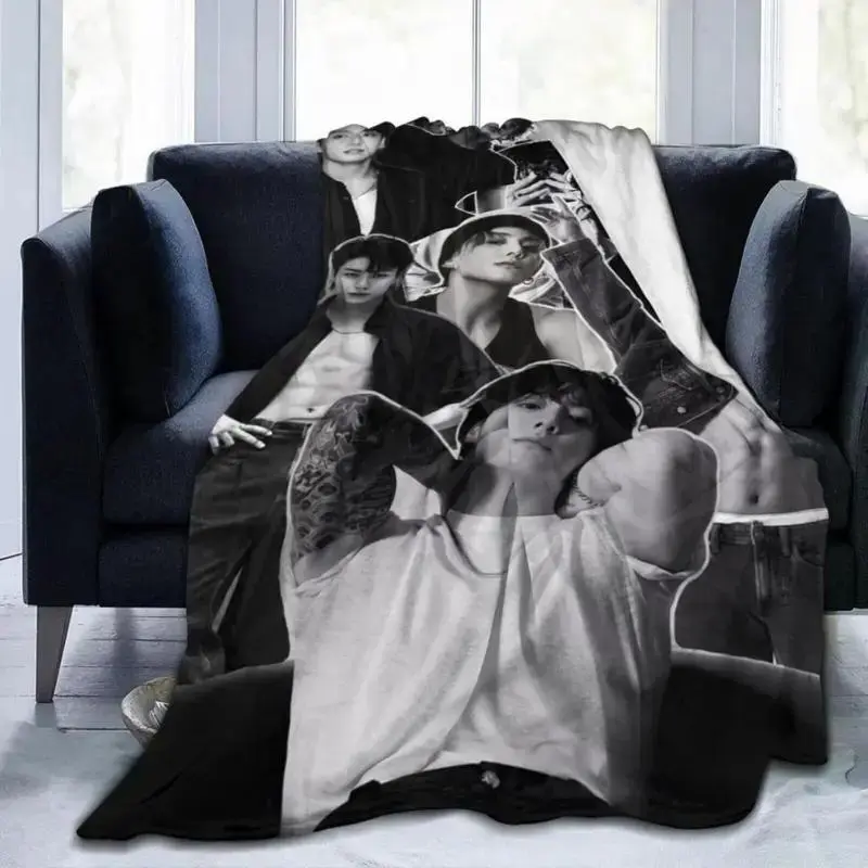 Prime Day Deal Jungkook Cute Funny Throw Blanket, Soft Flannel Fleece Warm Blanket for Bed Sofa Couch Living Room, Air Conditioner Quilt Cozy Plush Blanket, 4th of July Gift