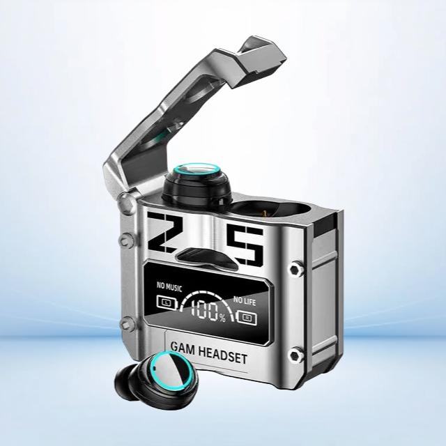 Wireless Touch Control Bluetooth Earbuds Metal Mecha Style Low Power Esports LED Digital Display