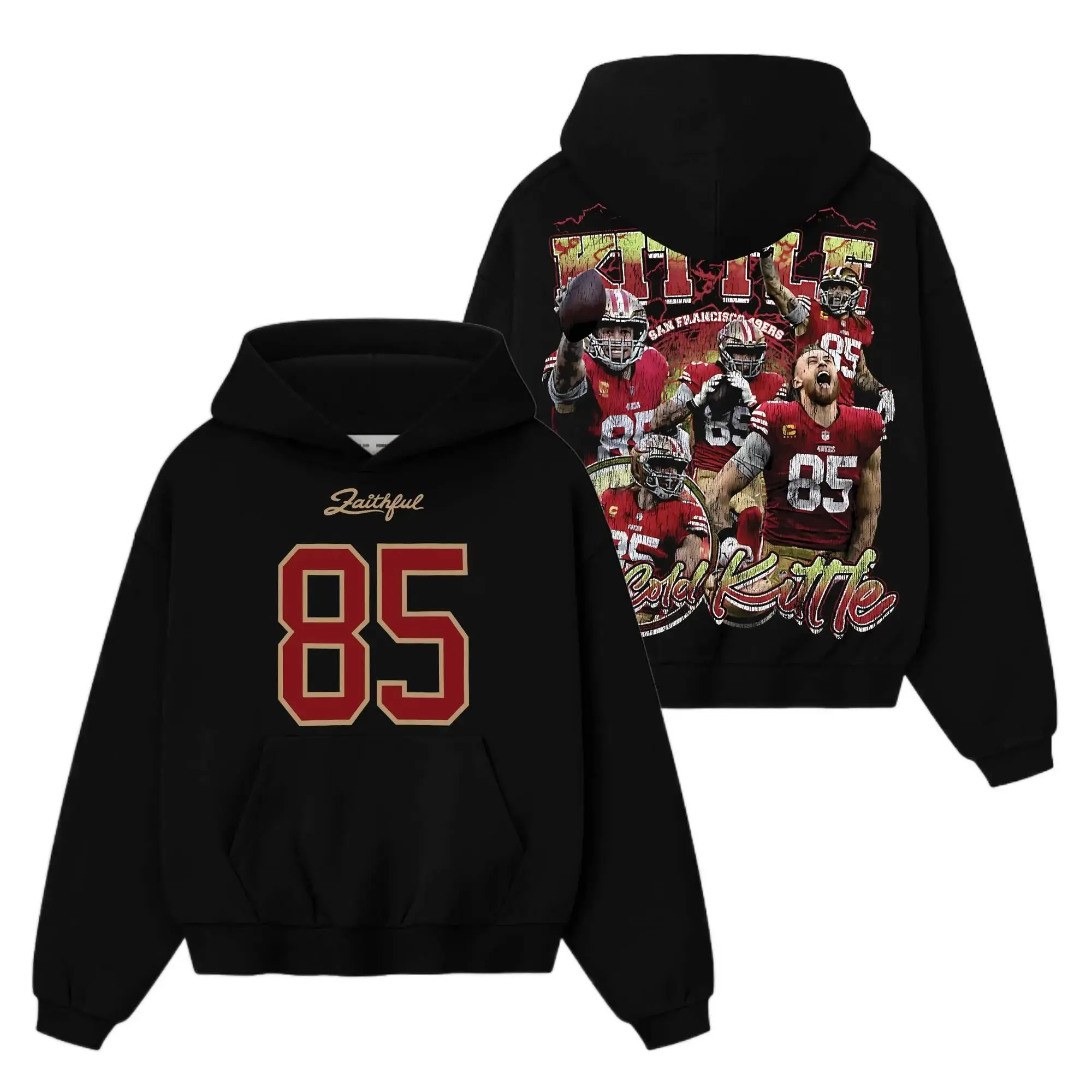[Sale Up To 50%] Unisex 49ers Faithful Fit - George Kittle 85 Soft And Comfortable Cotton Hoodie, Sweatshirt and T-Shirt, Niner Gang Football Fans Game Day Outfit, Gift For Football Fans, Graphic Football Shirt