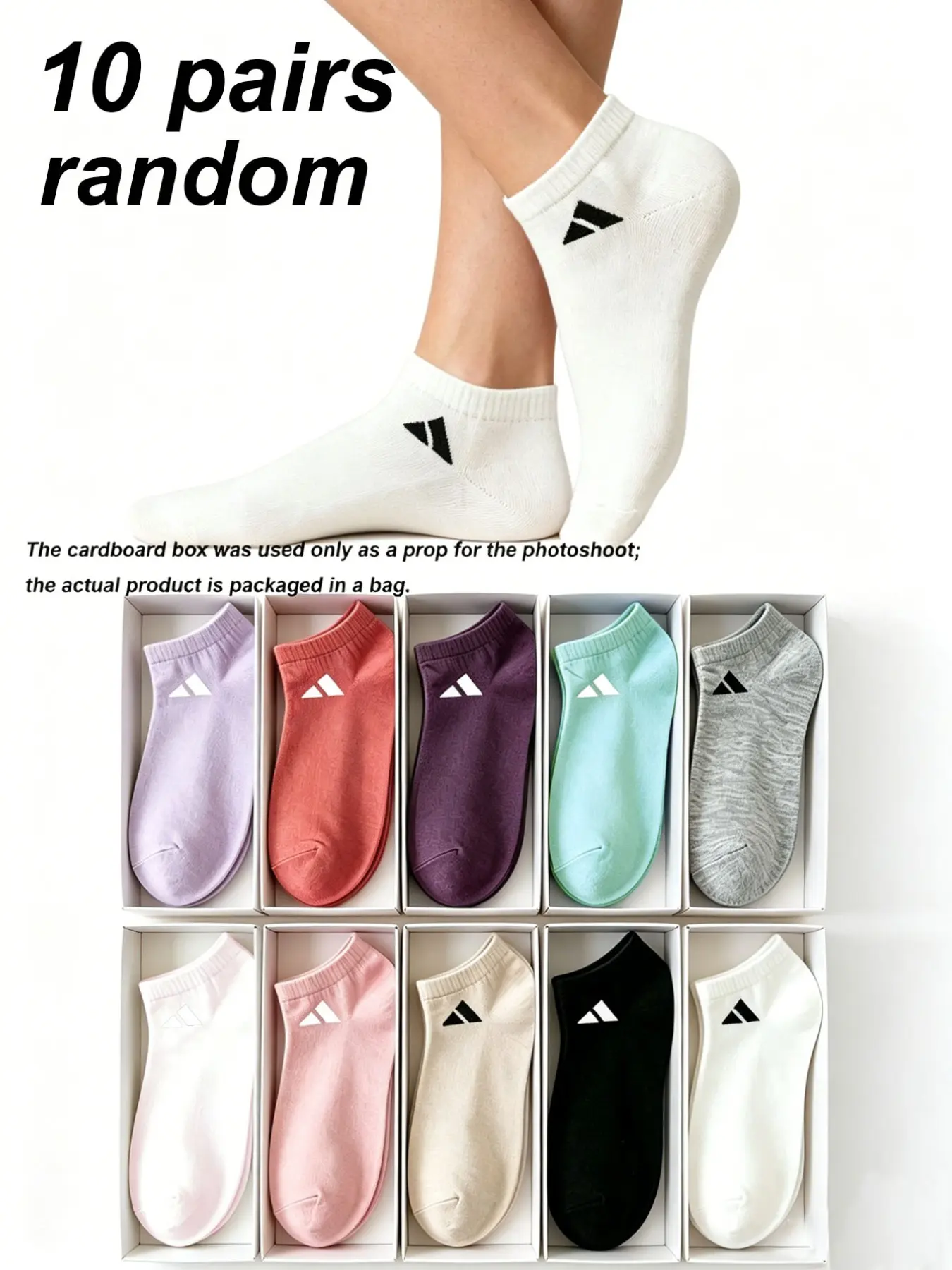 Women's Short Pure Color Candy Color Crew Socks, Soft Sweat-Wicking Breathable, Plain Socks, Casual Daily Socks, 10 Pairs/20 Pairs Random Colors, Comfortable Daily Wear