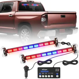 Nilight 162-LED 2-in-1 Red Blue Traffic Advisor Strobe Light Bar, with Suction Mount, Flash Control, 4 Switchable Colors, 36 Flash Patterns & Controller, for Truck Accessories, Aftermarket Truck Accessories, Construction Vehicles