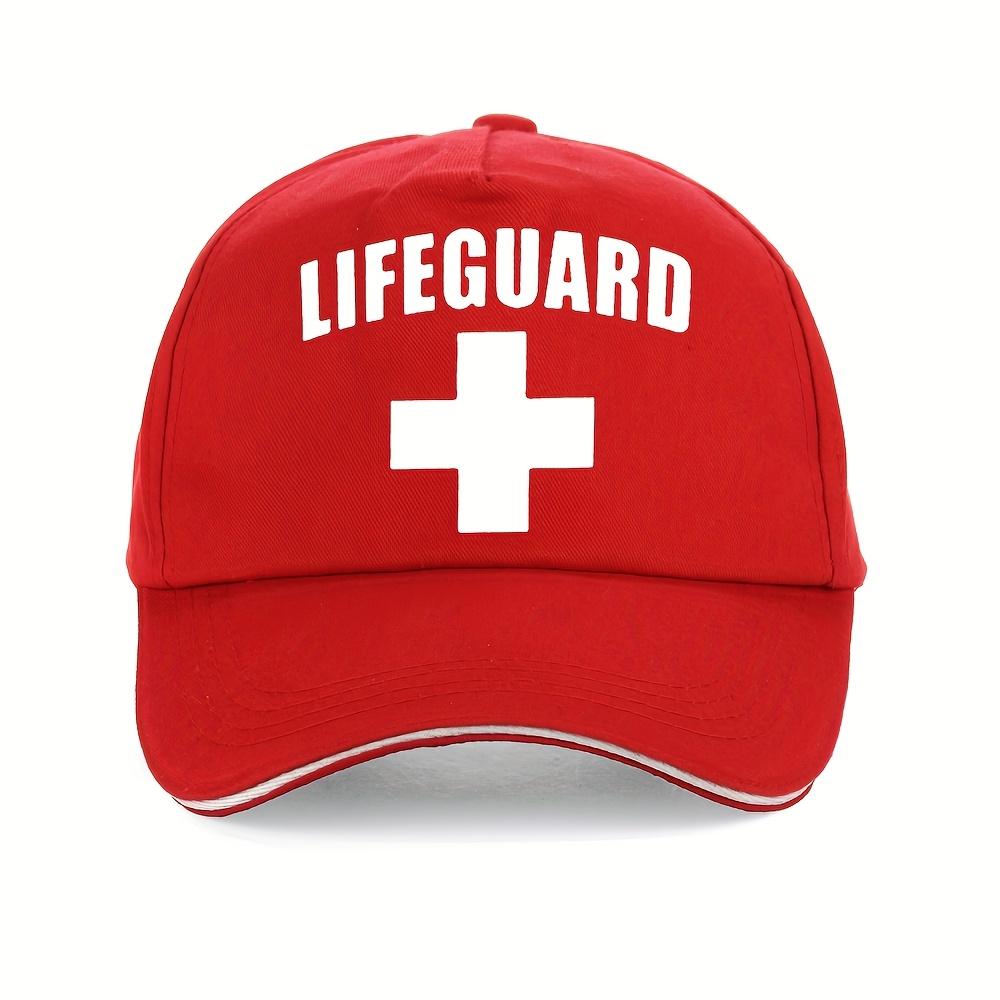 Red Lifeguard Baseball Cap - Adjustable, Breathable Hat with Bold "LIFEGUARD" Print & White Cross Design - Perfect Gift for Men & Women