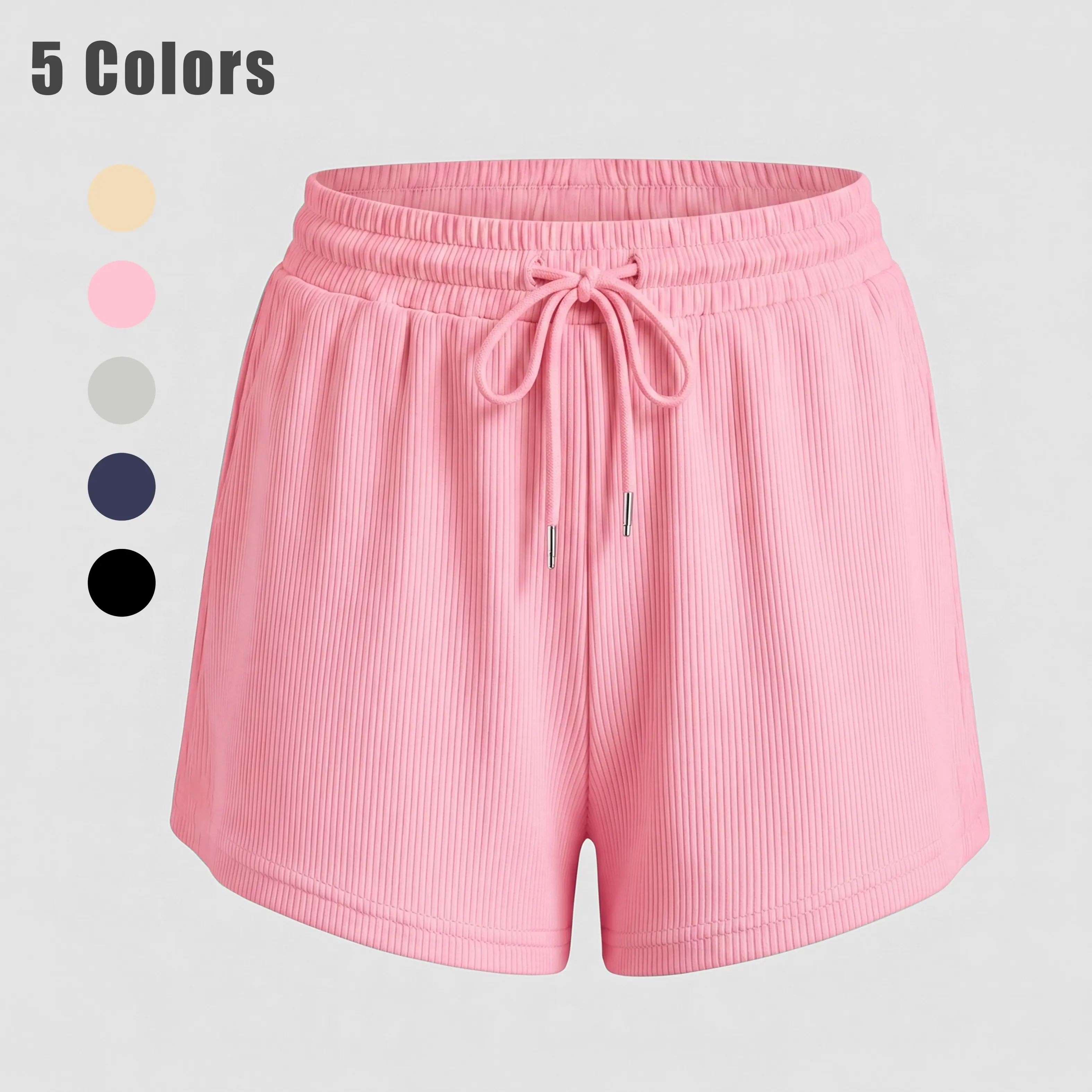 These Women's Ribbed Shorts Feature A Casual, Fitted Silhouette And Are Crafted From Soft, Stretchy Ribbed Knit Fabric—Perfect For Everyday Wear, Vacation, And Street-Style Looks.