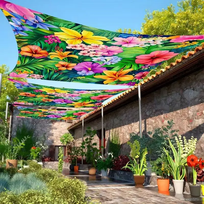Bohemian Outdoor Canopy, Multicolor Floral Shade Tent for 6 People, Garden Beach Patio Use, All-Season, Easy Install and Storage