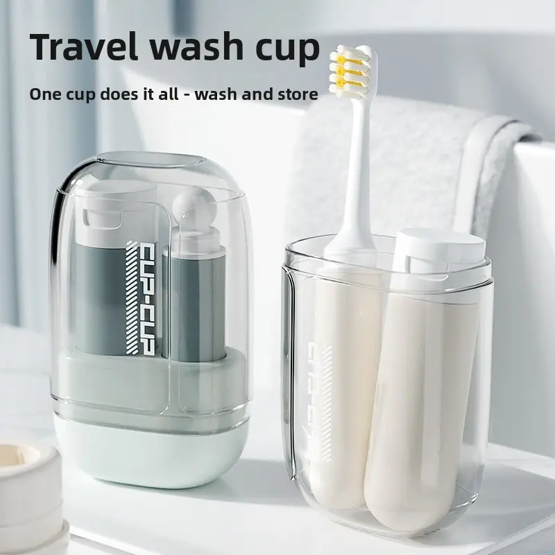 Travel toiletry kit with toothbrush, toothpaste, portable mouthwash cup, mini 3-in-1 essential for long-distance business trips and hotel stays Bathroom Accessory