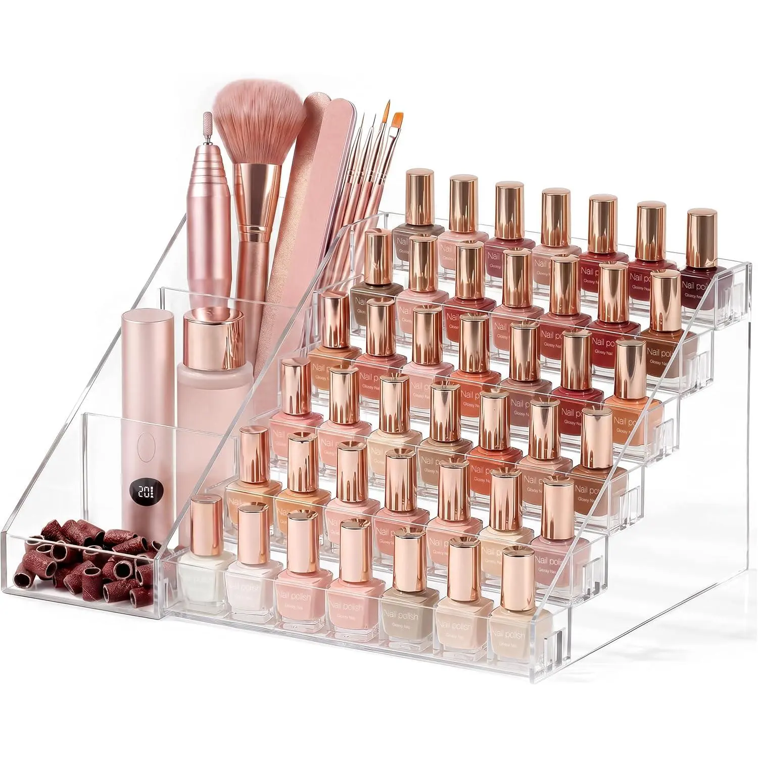 6 Tier  Polish Organizer with  Supplies Organizer, Quick Assembly Clear   Polish Holder Display Stand for Gel Polish (1 Pack)