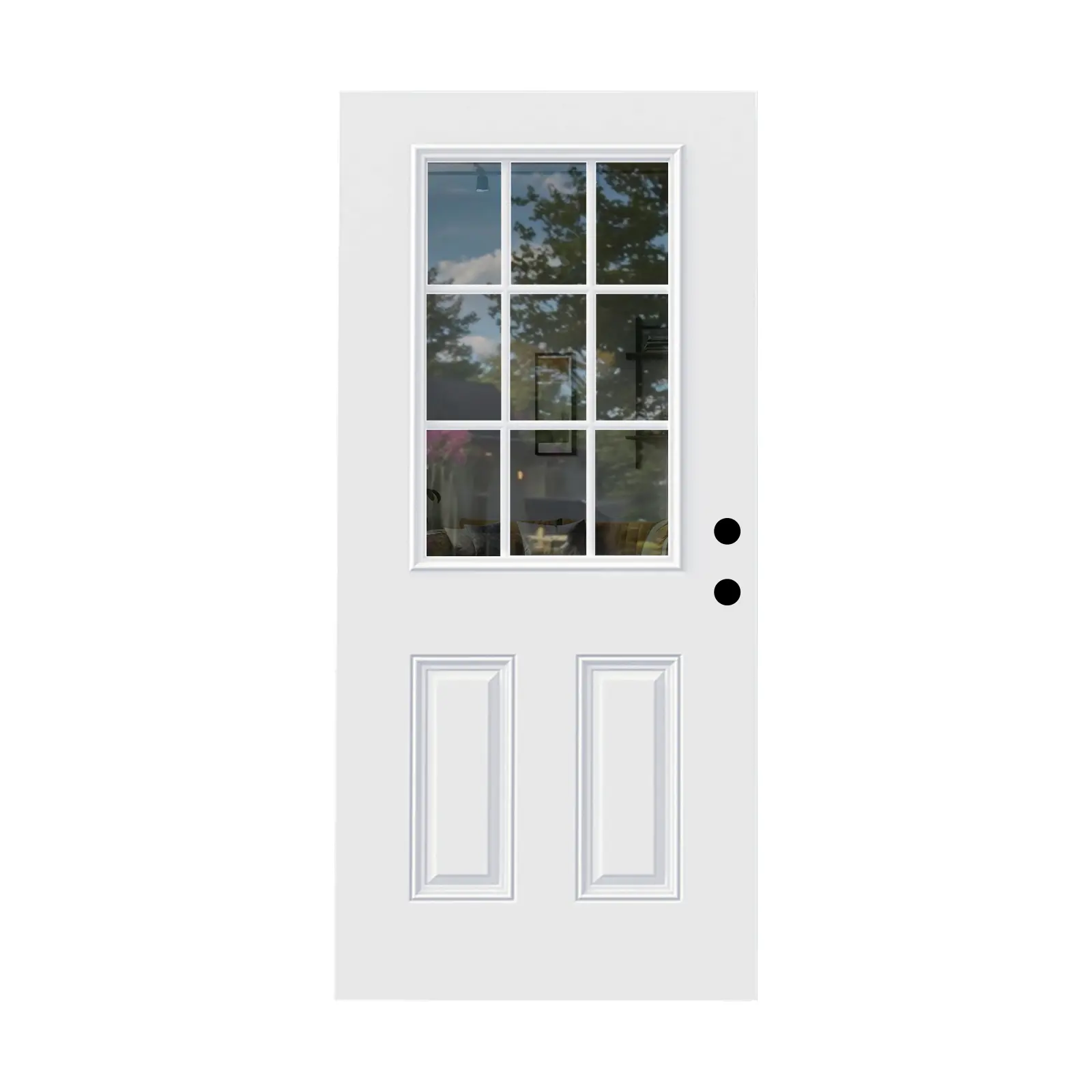 Nokaa Fiberglass Entry Door Slab 32x80 Inches 9 Lite Low-E Glass Front Door Slab for Home Entrance Left Hand Inswing White Smooth Knock-Down Door Slab with Polyurethane Foam Core Energy Efficient, White Color Options, Fiberglass Material