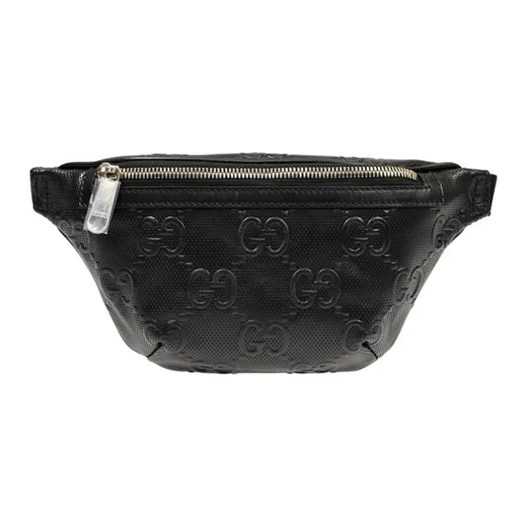 Gucci GG Monogram Embossed Leather Crossbody Bag for Men and Women – Black