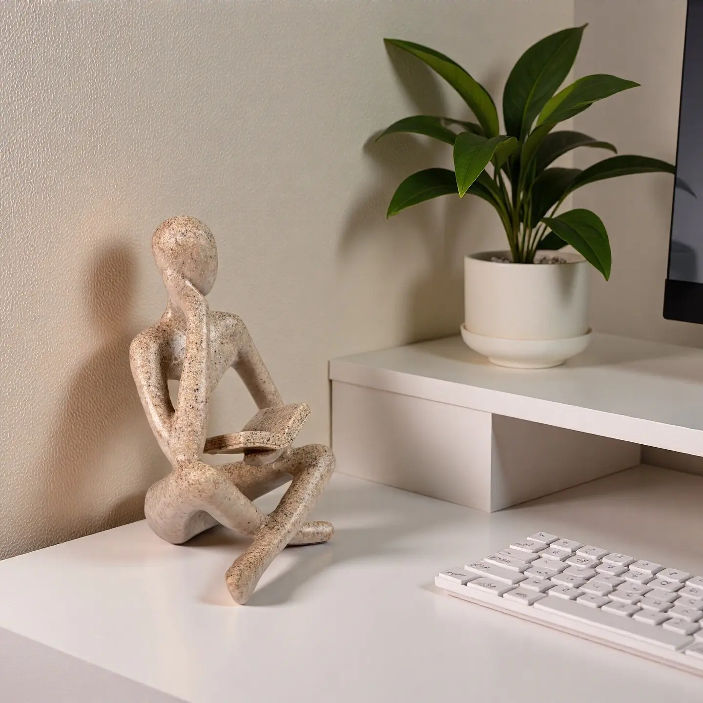 Abstract Reading Thinker Statue, Sandstone Resin Sculpture, Resin Figure, Figurine, Home Office Decor, Bookshelf Decor, Bedroom Office Art, Home Decoration, Gift for Book Lovers, Birthday Present