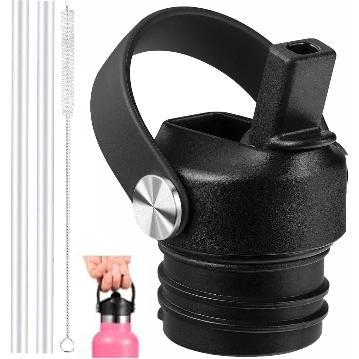 Replacement Straw Lid for Hydro Flask Standard Mouth 18-24 oz, BPA-Free Sport Cap with Soft Straw One-Hand Flip-Top for Sports/Hiking, Compatible with Hydro Flask, Simple Modern, Klean KanteenGift.