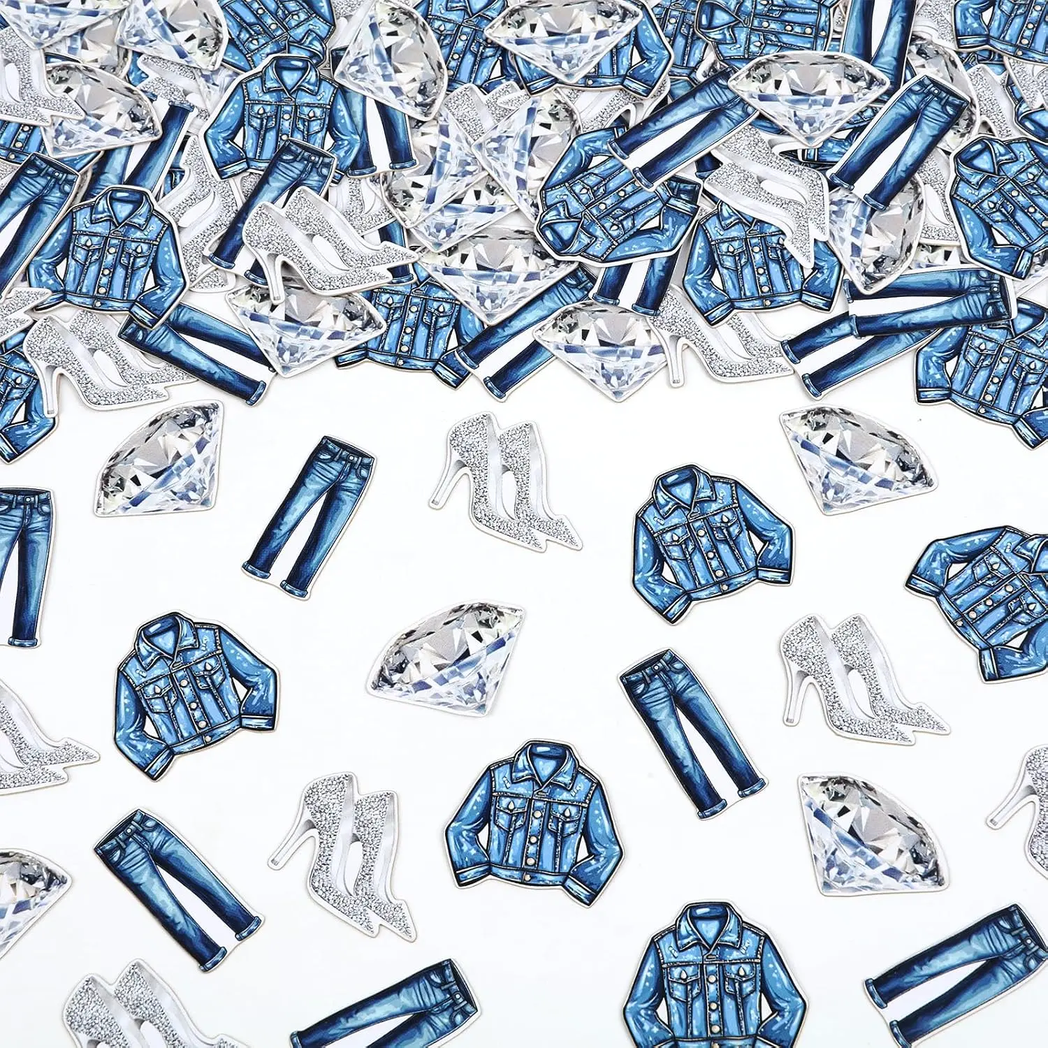 Denim and  Party Decorations, 200 count Denim and  Table Confetti for Double-Sided Table Party Decorations Bridal Birthday Wedding Engagement