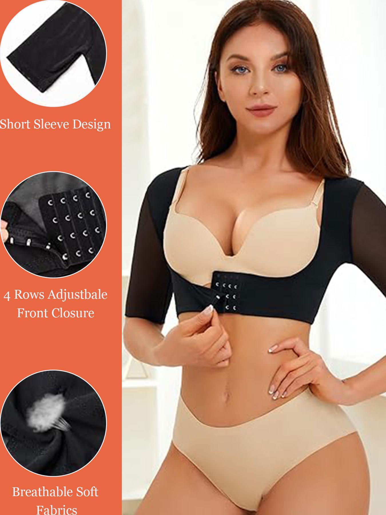 Women's Solid Color U-shaped Hook & Eye Front Push Up Bra, Breathable Comfortable Shapewear Top, Tummy Control Shaper for Daily Wear halloween dailydrip comfyessentials wirelessbrareview wirelessbras midsize comfortablebras tiktokshopbacktoschool cleavage