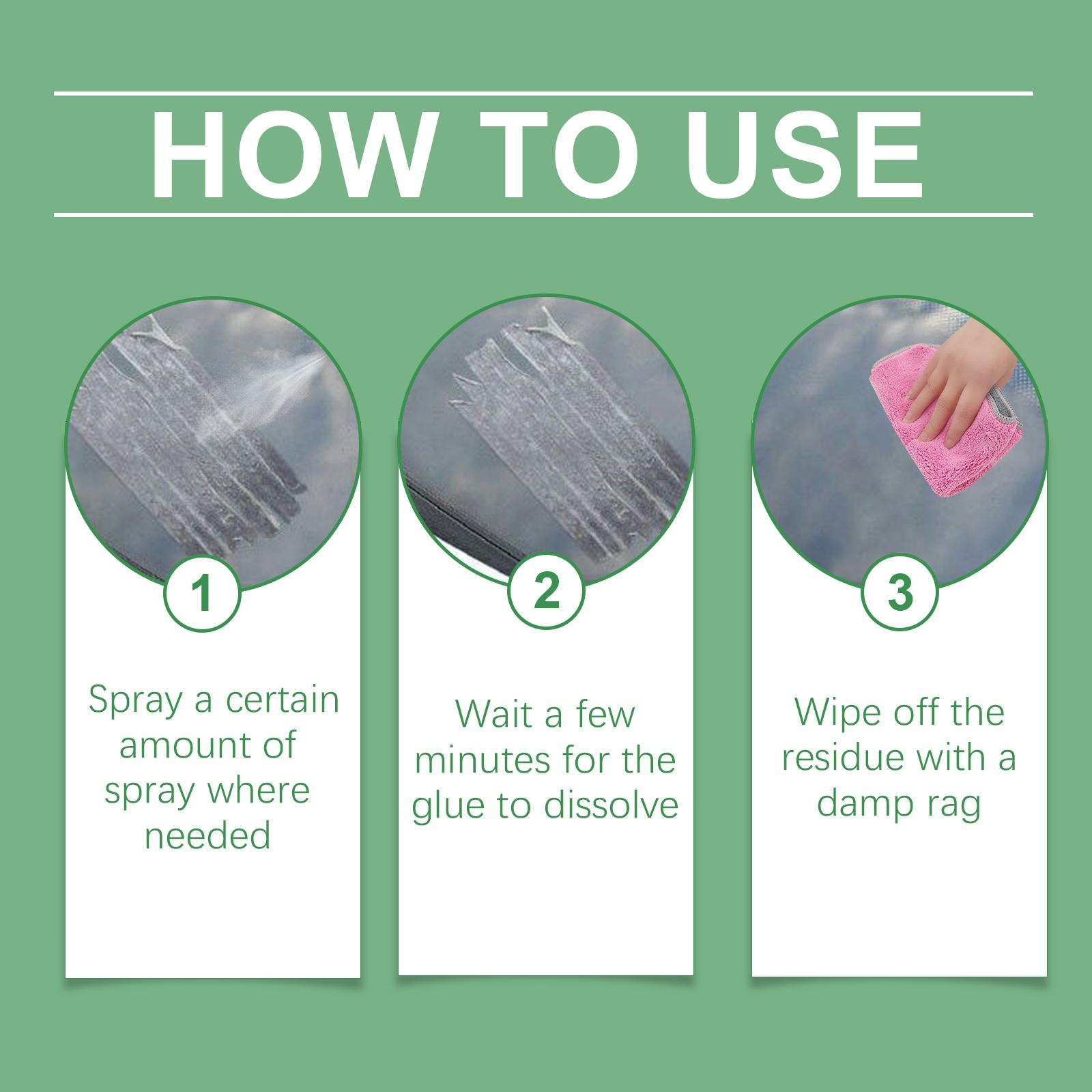 Adhesive Remover Spray for Home Glass Window Sticker Residue Cleaner Multi Surface Glue Remover Odorless Fast Acting Spray Bottle