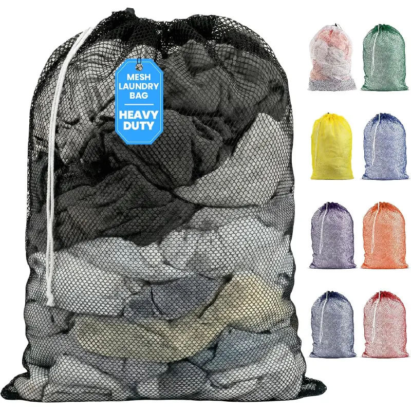 Handy Laundry Mesh XL Laundry Bag - Durable, Machine Washable with Secure Drawstring Closure - Perfect for College Dorms, Laundromats, Apartments (Black, Large 24" x 36")