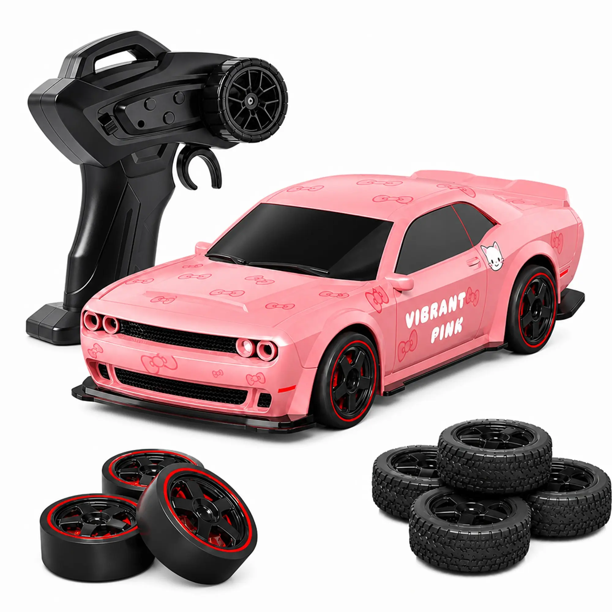 Four-Wheel RC Variable Speed Remote Control Drift Car, 1:24 Scale 2.4GHz Racing Toy, Drift RC Cars, Includes Lights, Tires, Obstacles, Perfect Gift