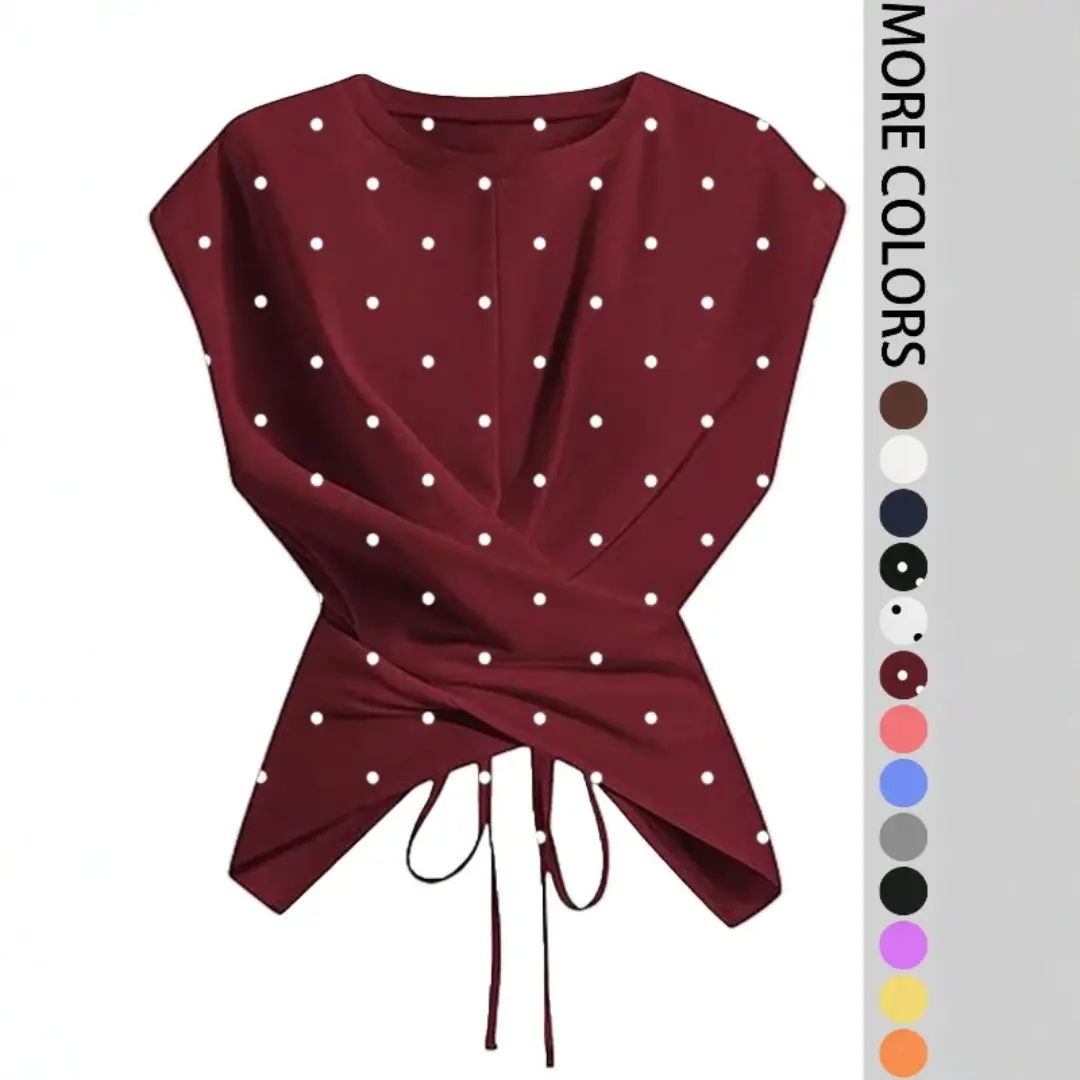 Niche and Slimming Top Versatile Cross-lace Short Top with A Crossed Hem