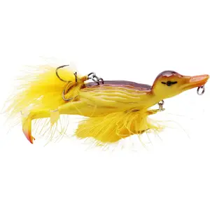 1piece 3D Duck Topwater Fishing Lure Yellow Duckling Floating Artificial Bait Plopping and Splashing Feet Hard Fishing Tackle Geer 12cm 28g