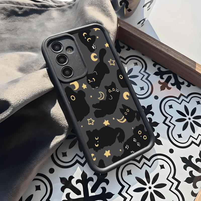 Phone Case: New Black Phone Case Featuring a Black Cat And Moon Design for Samsung Galaxy S26 S25 S24 S23 S22 S21 Fe Plus Ultra A13 A14 A15 A16 A17 A33 A34 A35 A36 A52 A53 A54 Note20
