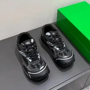 Black Silver Grid Retro Chunky Running Sneakers | Unisex Breathable Mesh Casual Shoes For Streetwear & Daily Wear