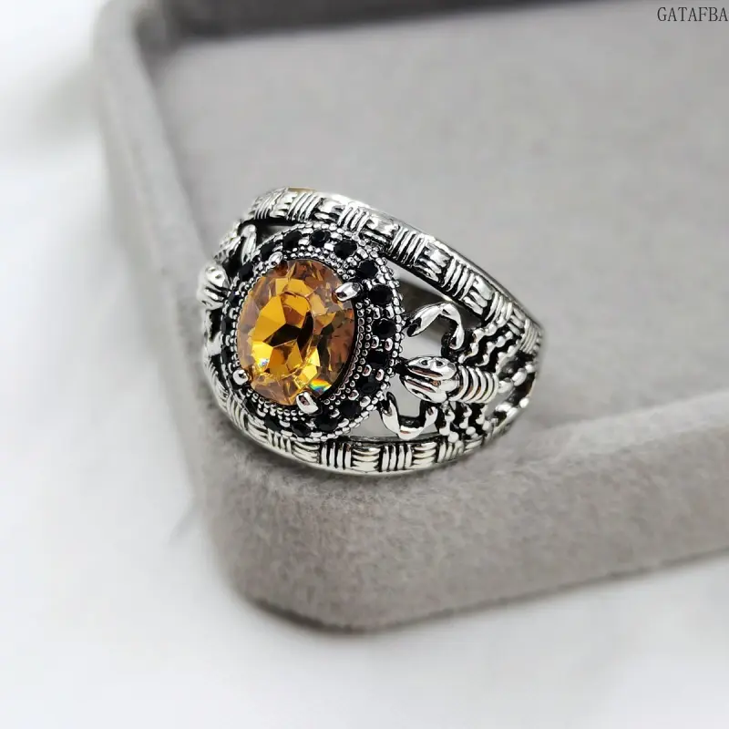 Men's European-American Style Inlay Zircon Scorpion Ring, Trendy Accessory for Sports & Outdoor Enthusiasts,back to school,back to school haul