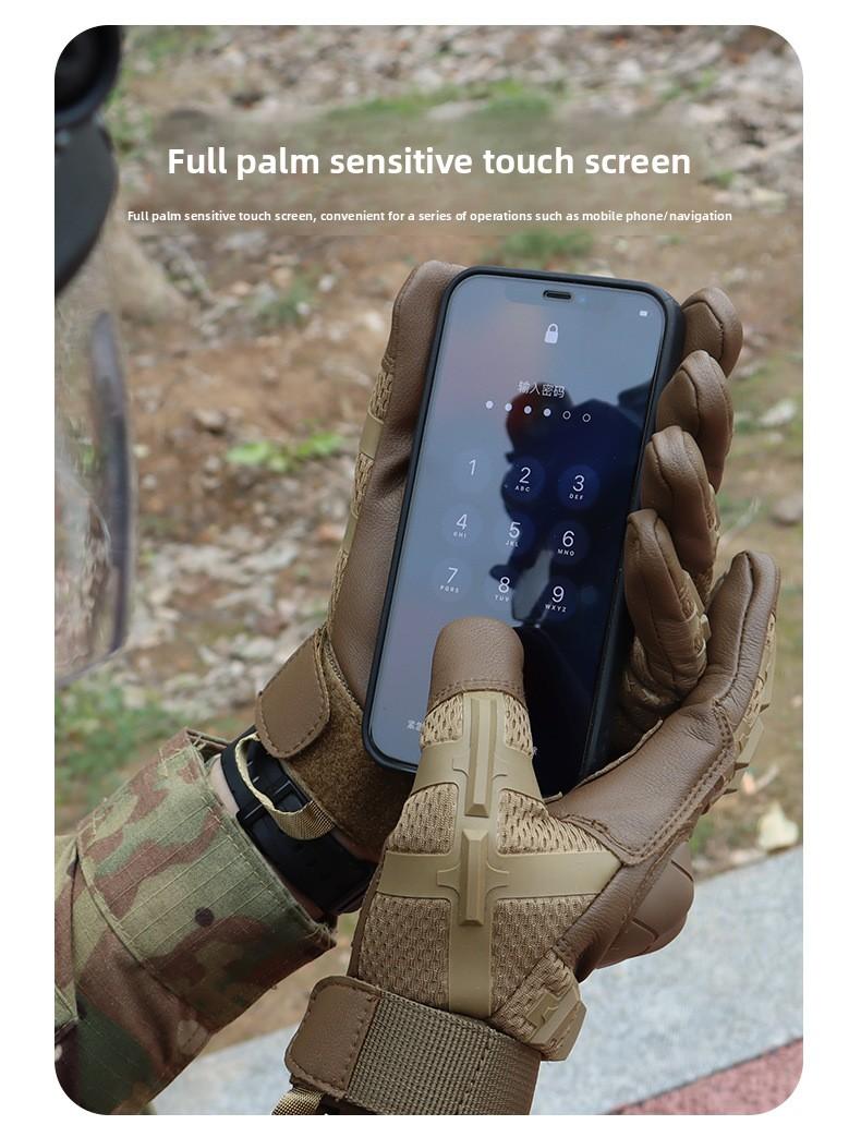 Five-finger touch screen tactical gloves, outdoor sun protection, anti-slip, motorcycle impact-resistant combat gloves