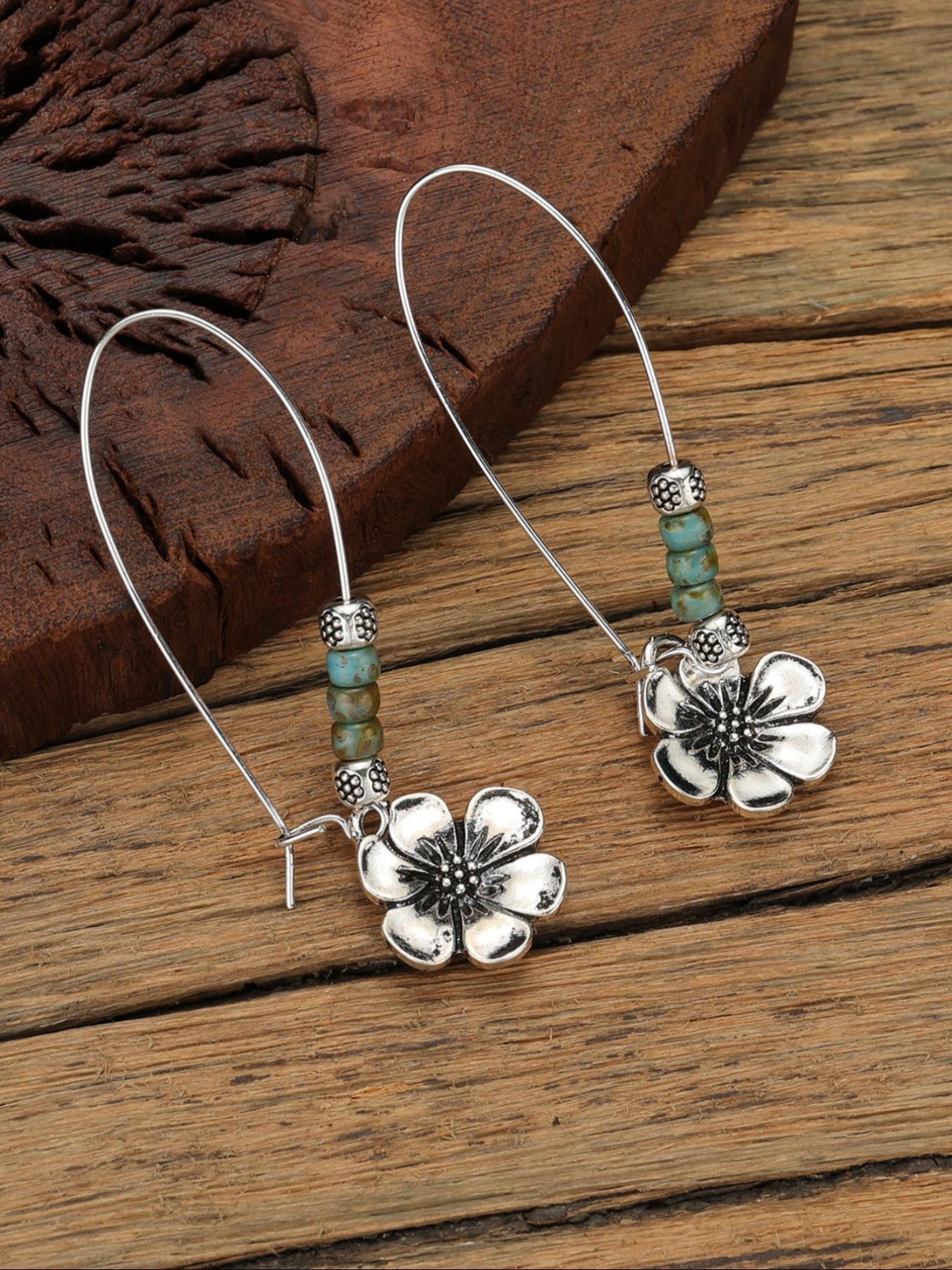 Boho Style Flower Design Dangle Earrings, High Quality Earrings, Vintage Trendy Minimalist Earrings, Jewelry for Women & Girls for Daily & Party Decoration, Earring Stacking Set, Flower Stud Earrings, Trendy Fashionable Accessories