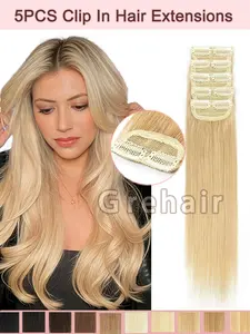 5 Piece Straight Padding Hair Extensions | Real Human Hair Clip In, 30.48-45.72 Cm, Double Weft Invisible Clips for Daily Full Use Black Light Brown
