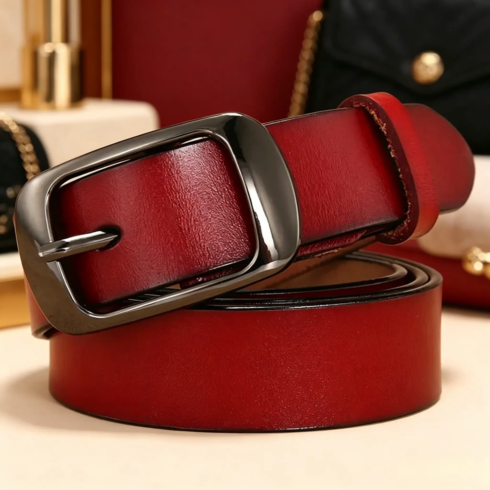 Women’s High Quality Buckle Genuine Cowhide Leather Adjustable Belt, Classic Metal Buckle Closure, Stylish Versatile Belt for Daily Wear, Leather Adjustable Belts outdoorfun