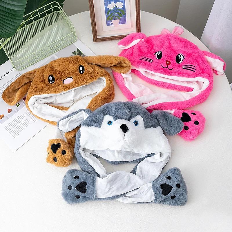 New Style Unisex Funny Ear Hat Animal Elephant Couple Cute Ear Moving Up Cap Men Women Rabbits Ears Plush Winter Lovely Hat ﻿