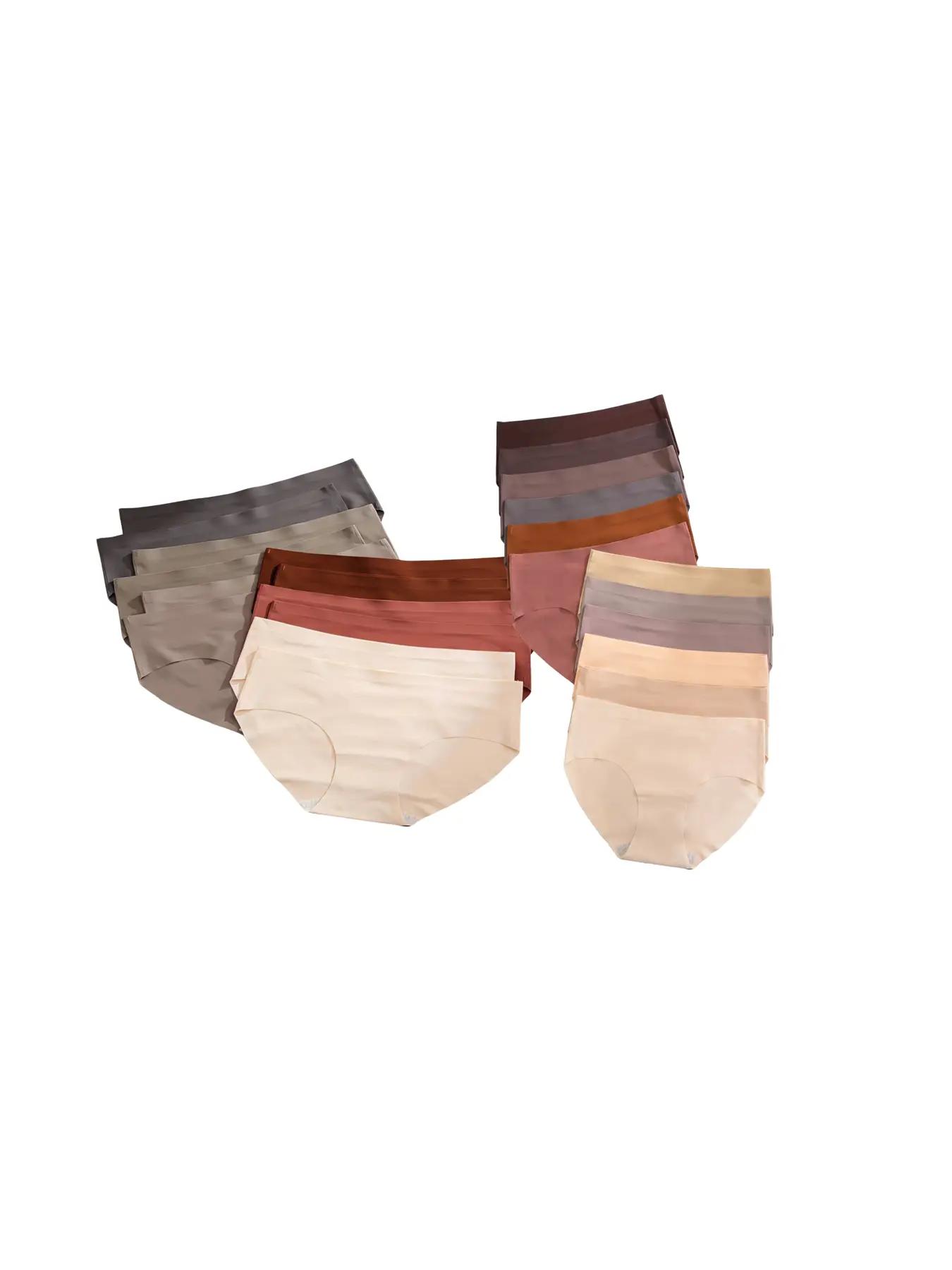 Women's Solid Color Panty, Seamless Knicker, Soft Comfy Breathable Underwear For Women Daily Wear