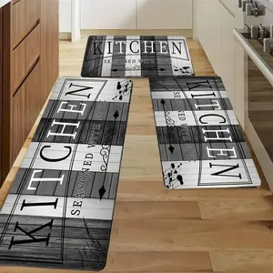 3-Piece Vintage Cutlery Kitchen Print Diatomaceous Earth Floor Mats, High-Quality Non-Slip Rubber, Easy Clean, Reusable