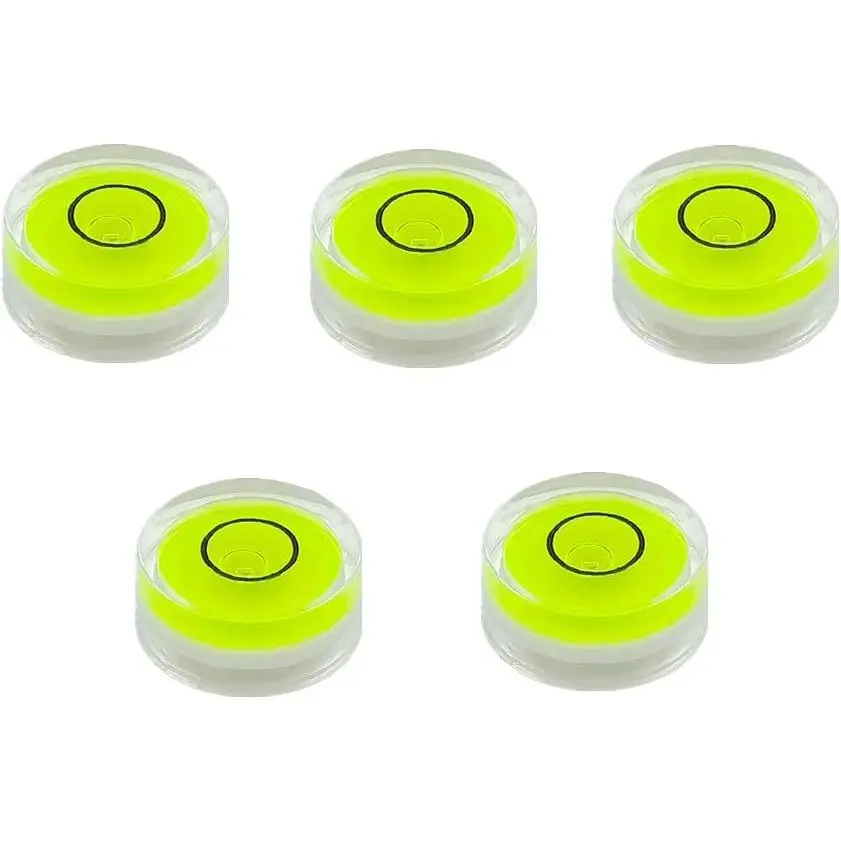 5 count Small Circular Bubble Levels with Double Sided Adhesive Bottom Mini Little Stick- Bubble Spirit Level Measuring Layout Tools Levels (15x6mm)