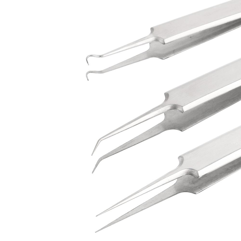 Stainless Steel Blackhead Remover Tweezers, 3 Counts/set Facial Deep Cleansing Tool, Professional Skincare Tools for Women & Men