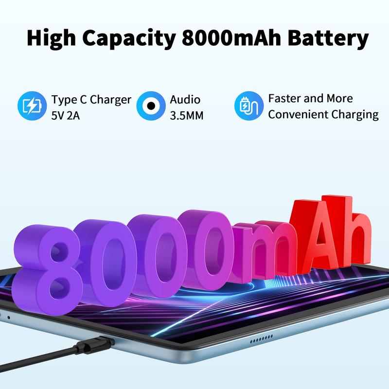 PRITOM 2026 10.1 Inch Android 14 Tablet Set 16GB(4+12)RAM 128GB ROM Dual Camera Bluetooth Keyboard Mouse Gift for Back To School