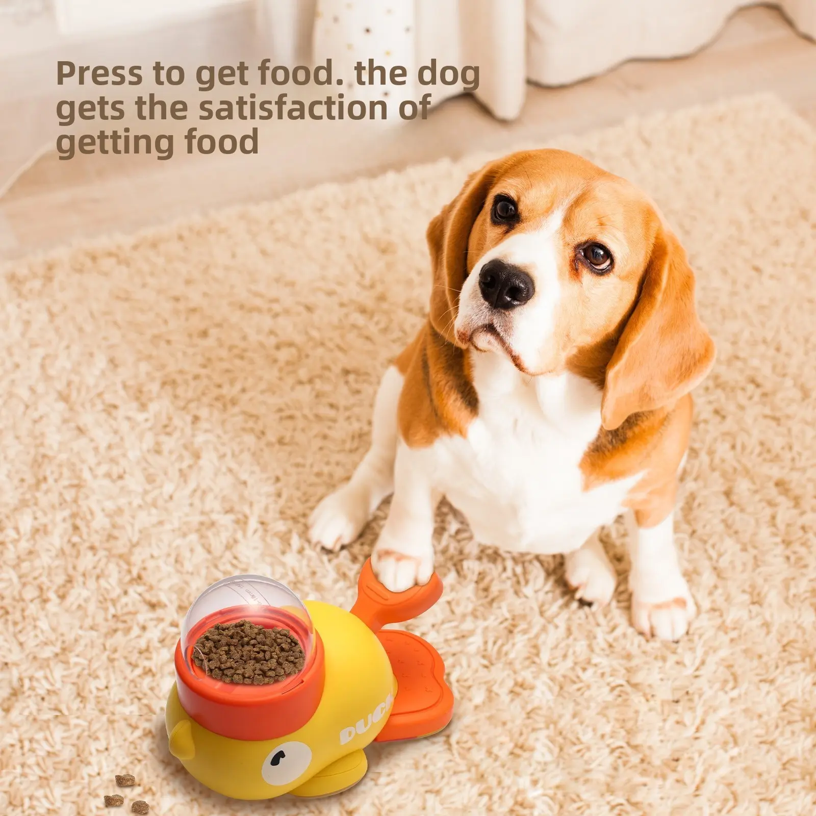 Automatic Feeder for Pets, Interactive Food Dispenser for Dogs and Cats, Duck Design, Convenient Pet Feeding Solution