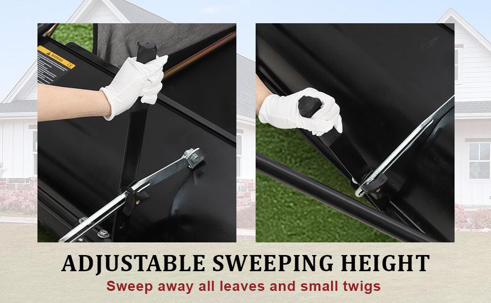 【GARVEE】Tow-Behind Lawn Sweeper with Large Capacity, Heavy-Duty Design, Adjustable Sweeping Height, and Convenient Dumping Rope for Efficient Leaf and Grass Collection