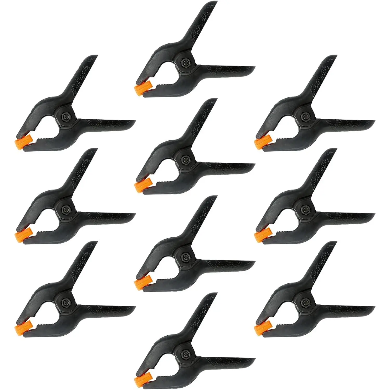 10 Pack 4.5 Inch Plastic Spring Clamps, Black Heavy Duty Clips, Spring Clamps for Balloon Arch, Backdrop Stand, Banner, Woodworking, Photography, Crafts, Garland Clips, Medium Clamp with Soft Tips