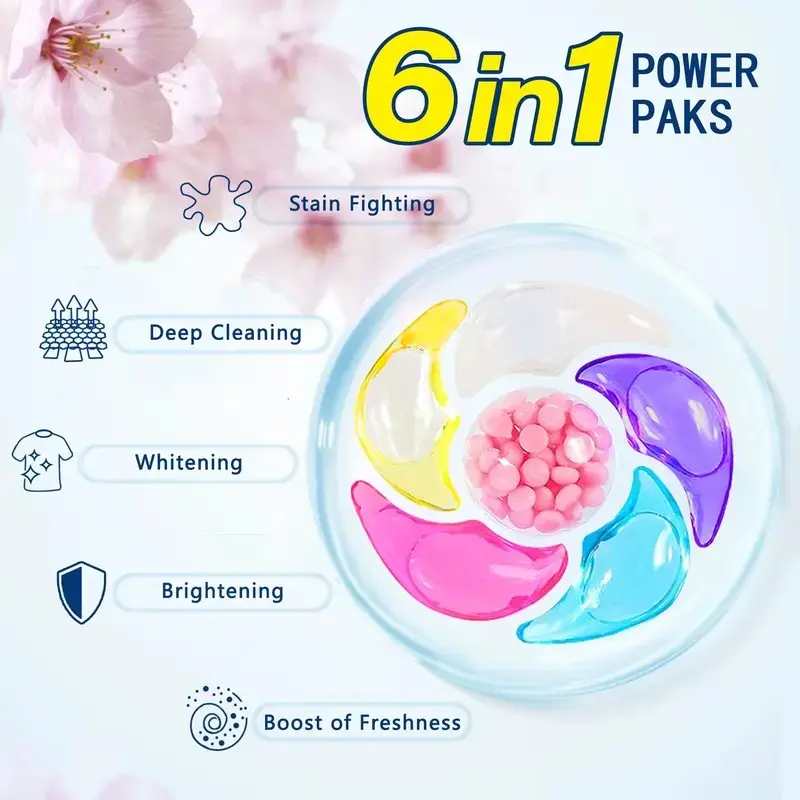 💪🧺｜6 products in 1 pod. That‘s not math—that’s magic. Stain fighting + deep cleaning + whitening + brightening + freshness. Just toss a few in and let them work. 😌✨ #laundrydetergent #6in1 #laundrypods #homeessentials #laundryhacks
