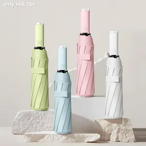 Daily Travel Essential 10-Bone Folding Umbrella, Wind Resistant & UV Protection, Dual-Purpose Parasol for Rainy Sunny Weather, 1pc