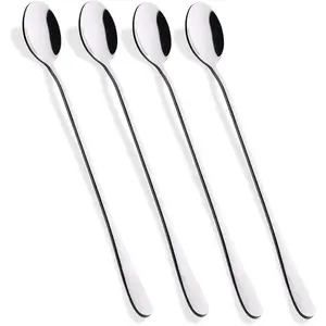 9-Inch Long Handle Iced Tea Spoon, Coffee Spoon, Ice Cream Spoons, Stainless Steel Cocktail Stirring Spoons, Set of 4