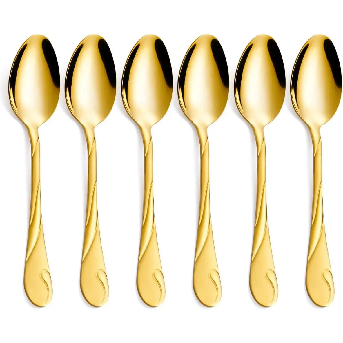 Rainbow Dinner Spoon Set, 7.6-inch Stainless Steel Spoon Silverware, 6- Shiny Rainbow Soup Spoons Table Spoon, Dishwasher Safe, Set of 6