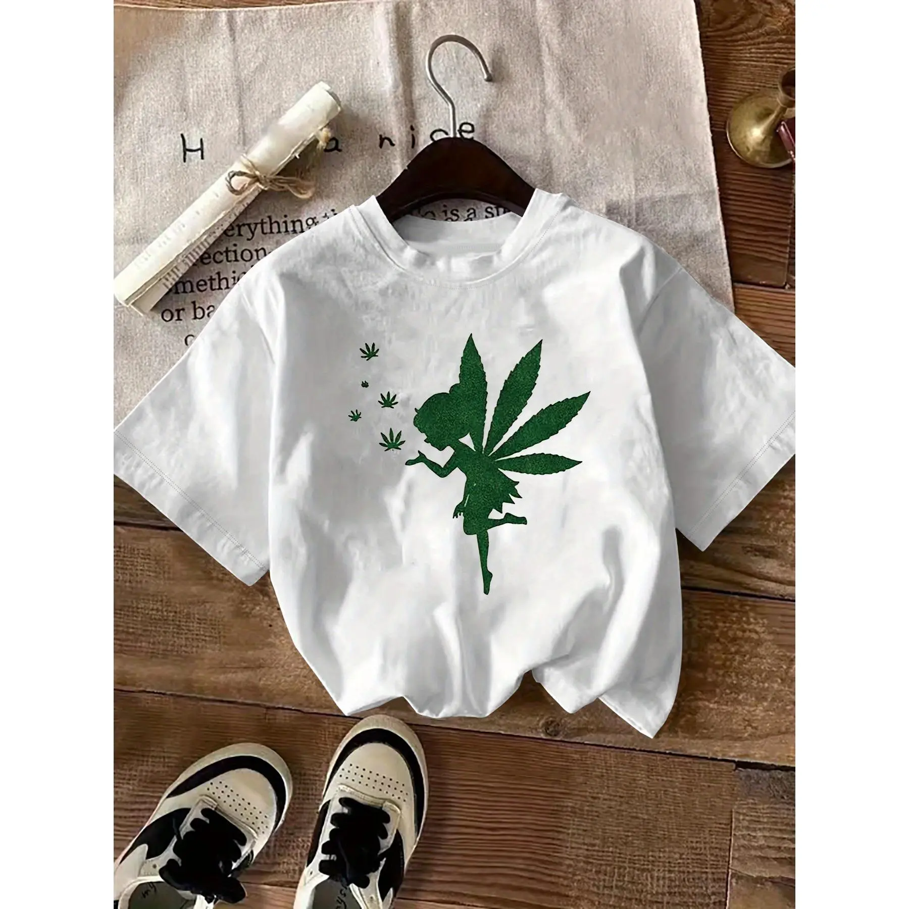Women's Graphic T-Shirt, Elf Print Crew Neck Short Sleeve Top. Premium Soft Summer Tee, Comfortable for Women &. Vintage Hippie Streetwear, Versatile, Great for Daily Wear, Vacations & Travel.