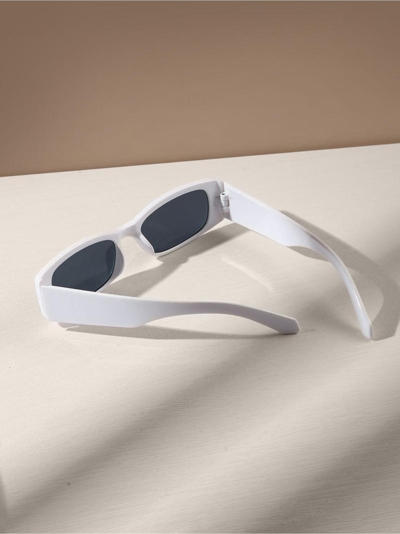 Unisex Vintage Rectangle Frame Sunglasses, Trendy Casual Full Rim Sunglasses for Everyday Use, Fashion Accessories for Outdoor Activities