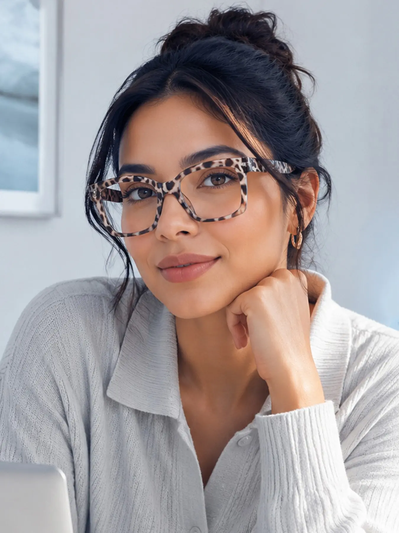 Women's Plastic Cat Eye Square Glasses, Trendy Square Frames, Elegant Casual Style, Full Rim Frame, Decorative Lenses, Ideal for Daily Commute and Business
