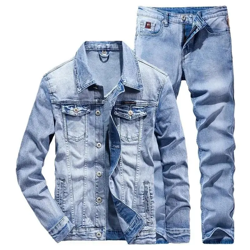 DenimSuitMen'sSlimMicro-stretchTwo-pieceSpringandAutumnJacketJeans