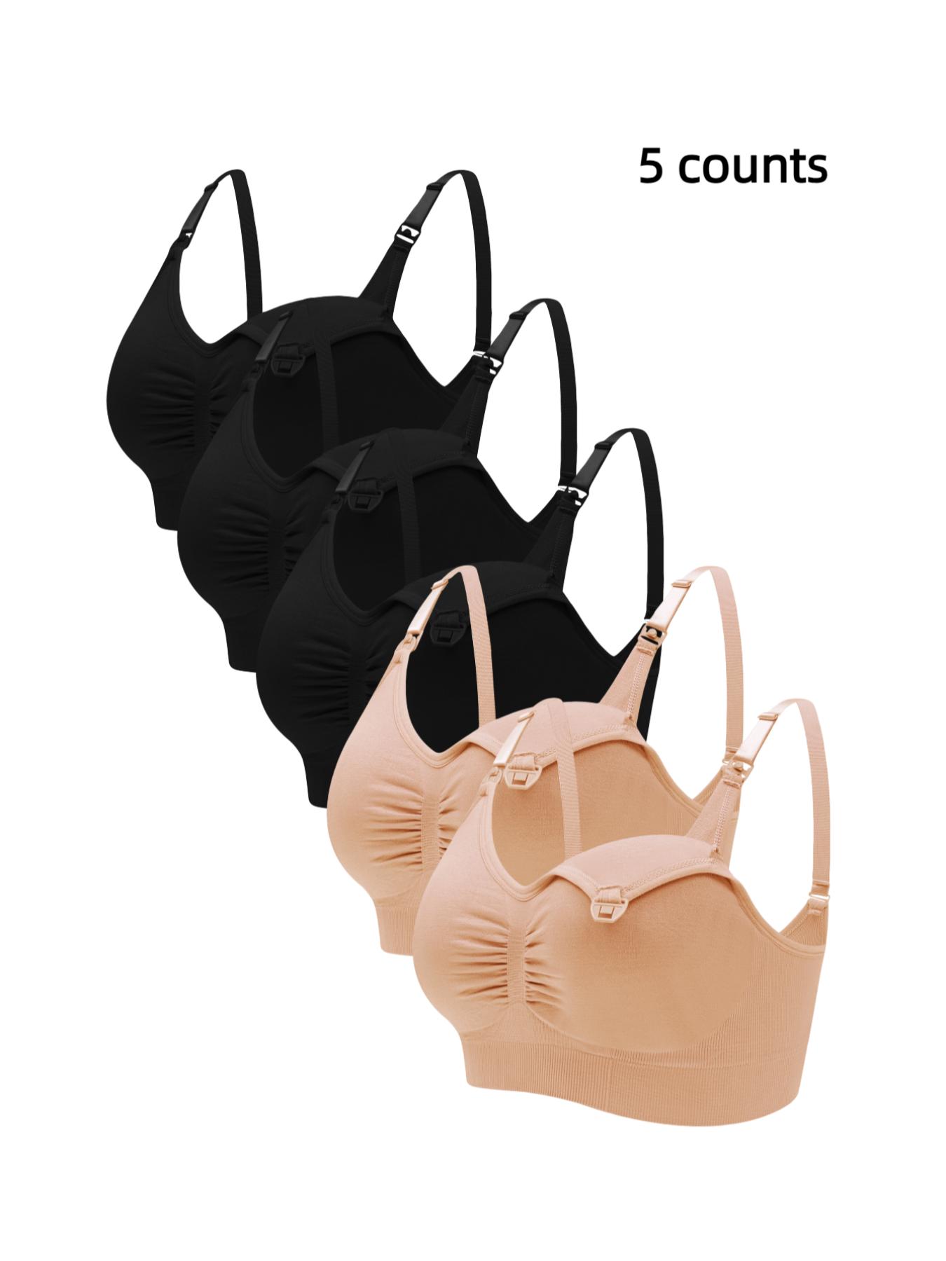 Women's Solid Ruched Adjustable Strap Nursing Bra, Seamless Padded Wireless Pregnancy Maternity Bra, Maternity Lingerie for Daily Wear