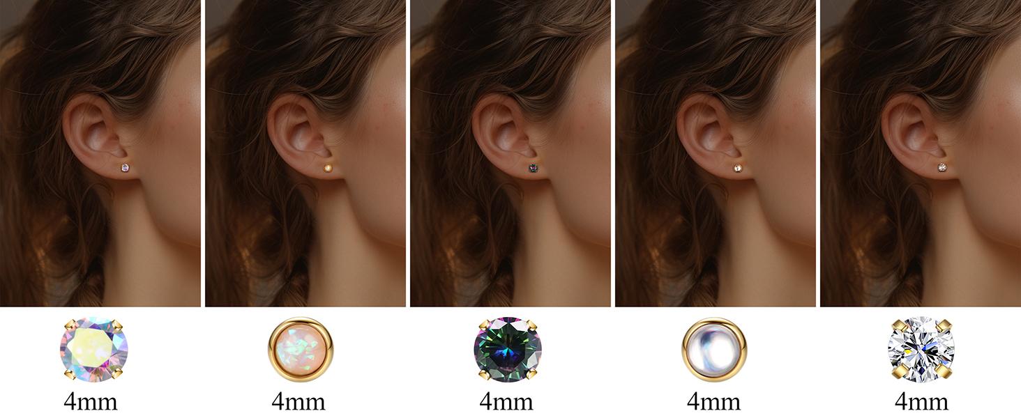 Jstyle Surgical Steel Earrings for Sensitive Ears Hypoallergenic Earrings for Women 20G Flat Back Stud Earrings Cartilage Hoop Earrings 8/10/12MM