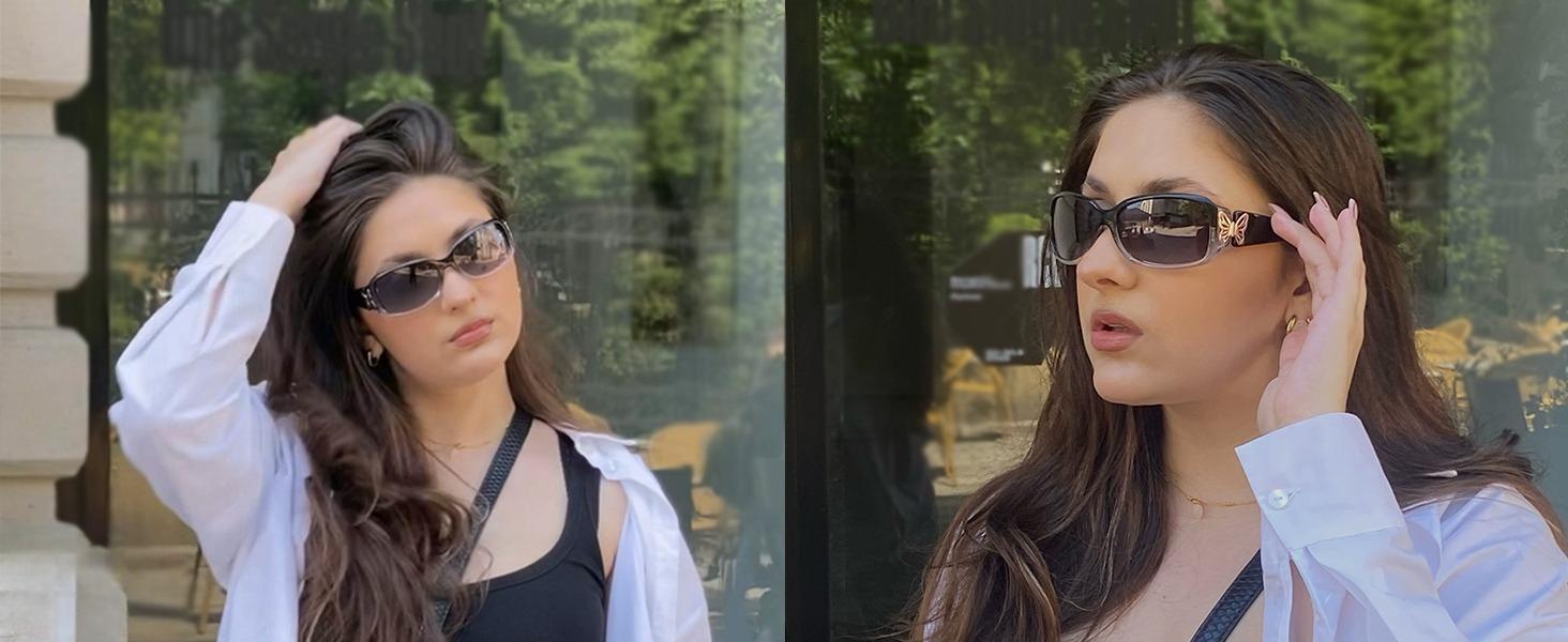 Polarized Sunglasses for Women, Fashion Butterfly Decoration Driving Fishing-99.99% UV Protection