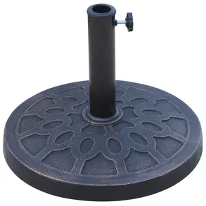 18" 26 lbs Round Resin Umbrella Base Stand Market Parasol Holder with Beautiful Decorative Pattern & Easy Setup, for Φ1.5", Φ1.89" Pole, for Lawn, Deck, Backyard, Garden, Bronze